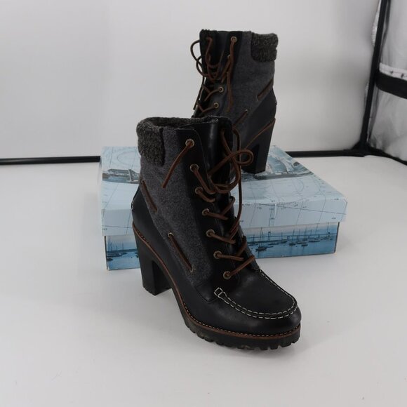 Sperry's Women's Trinity Black Gray Wool Lined Boot Size 10 Box included - Picture 5 of 8